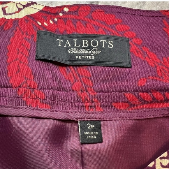 Talbots Maroon Printed Bohemian Wrap Skirt, size 2P, Women’s - Picture 2 of 6